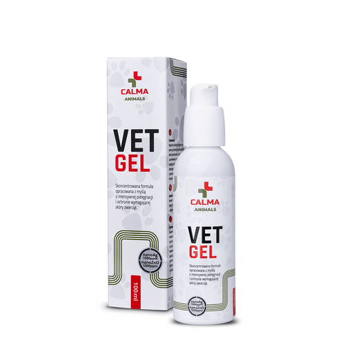 Calma Animals VET GEL 100 ml, hydrożel z nanosrebrem i nanotlenkiem cynku – butelka z pompką i pudełko